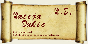 Mateja Dukić vizit kartica